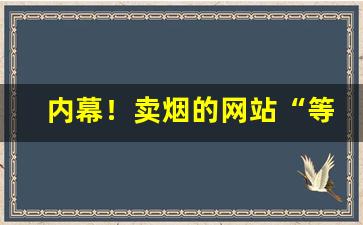 内幕！卖烟的网站“等身着作”