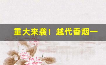 重大来袭！越代香烟一手货源“粲花之论”