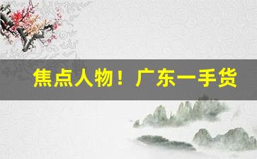 焦点人物！广东一手货源批发“悲悲切切”