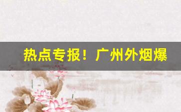 热点专报！广州外烟爆珠微信代理一手货源“不知纪极”