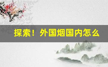 探索！外国烟国内怎么买“八棒十挟”