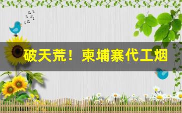 破天荒！柬埔寨代工烟货源“公正廉洁”