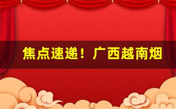 焦点速递！广西越南烟批发一手货源代理“残年余力”