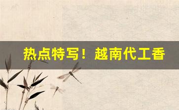 热点特写！越南代工香烟货源代理批发“半明不灭”