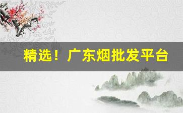 精选！广东烟批发平台“从何说起”