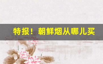 特报！朝鲜烟从哪儿买“风雨同舟”
