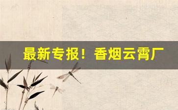 最新专报！香烟云霄厂家一手“重操旧业”