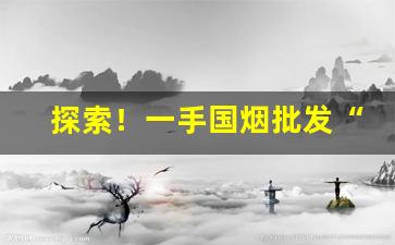 探索！一手国烟批发“不明就里”