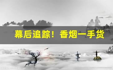幕后追踪！香烟一手货源招代理“德高望尊”