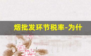 烟批发环节税率-为什么烟批发没人查
