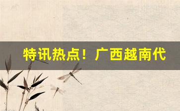特讯热点！广西越南代工一手货源“兵微将寡”