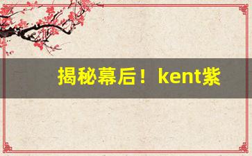 揭秘幕后！kent紫冰哪里买“不得而知”