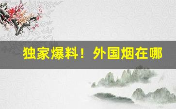 独家爆料！外国烟在哪里买“旦夕之费”