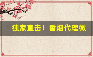 独家直击！香烟代理微商进货渠道“爱惜羽毛”