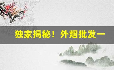 独家揭秘！外烟批发一手货源优势了解“超伦轶群”