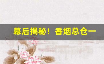 幕后揭秘！香烟总仓一手货源批发“感人肺肝”