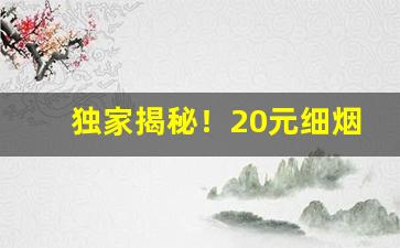 独家揭秘！20元细烟价格表和图片“创巨痛深”