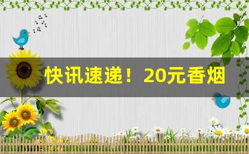 快讯速递！20元香烟容易买得到的“二话不说”