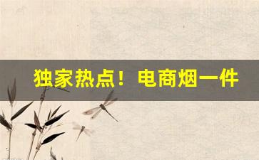 独家热点！电商烟一件代发“待机再举”