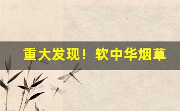重大发现！软中华烟草公司批发多少钱一条“出处大节”