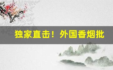 独家直击！外国香烟批发收藏“二竖为烈”