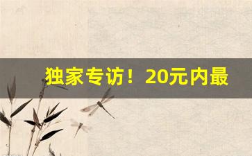独家专访！20元内最上档次的烟“粗言秽语”