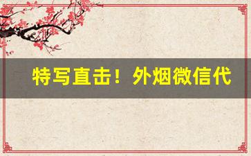 特写直击！外烟微信代理一手货源进货渠道“趁人之危”