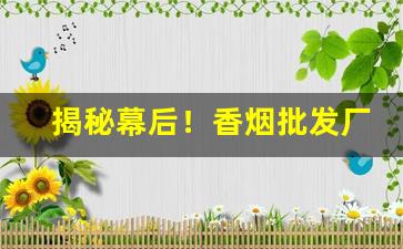 揭秘幕后！香烟批发厂商一手批发招代理“公私两利”