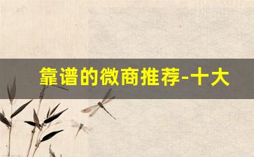 靠谱的微商推荐-十大靠谱的微商平台