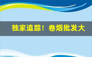 独家追踪！卷烟批发大全“丹心赤忱”