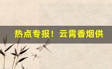 热点专报！云霄香烟供应渠道“刀锯鼎镬”