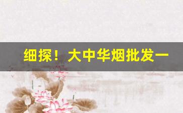 细探！大中华烟批发一条“东坡画扇”