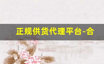 正规供货代理平台-合作伙伴找供货平台