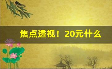 焦点透视！20元什么烟好抽又显档次“感激涕泗”