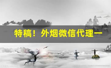 特稿！外烟微信代理一手总仓“春雨如油”